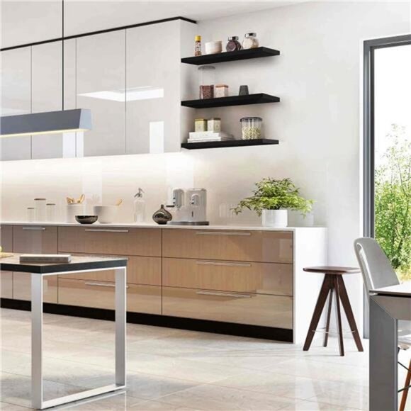 Floating Shelves Wall Shelf Solid Wood for Bathroom Bedroom Kitchen - Picture 5 of 7